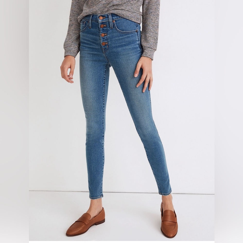 Madewell 10” High Rise Skinny Jeans Button Front Tencel Denim MA981